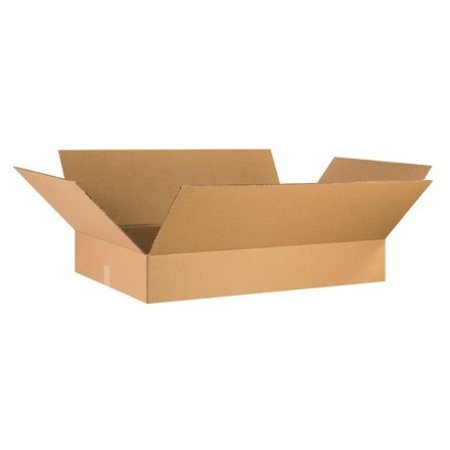 BOX PACKAGING Flat Cardboard Corrugated Boxes, 36"L x 18"W x 6"H, Kraft 36186